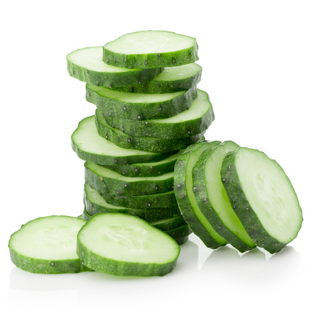 60210701 - cucumber slices isolated on the white background.